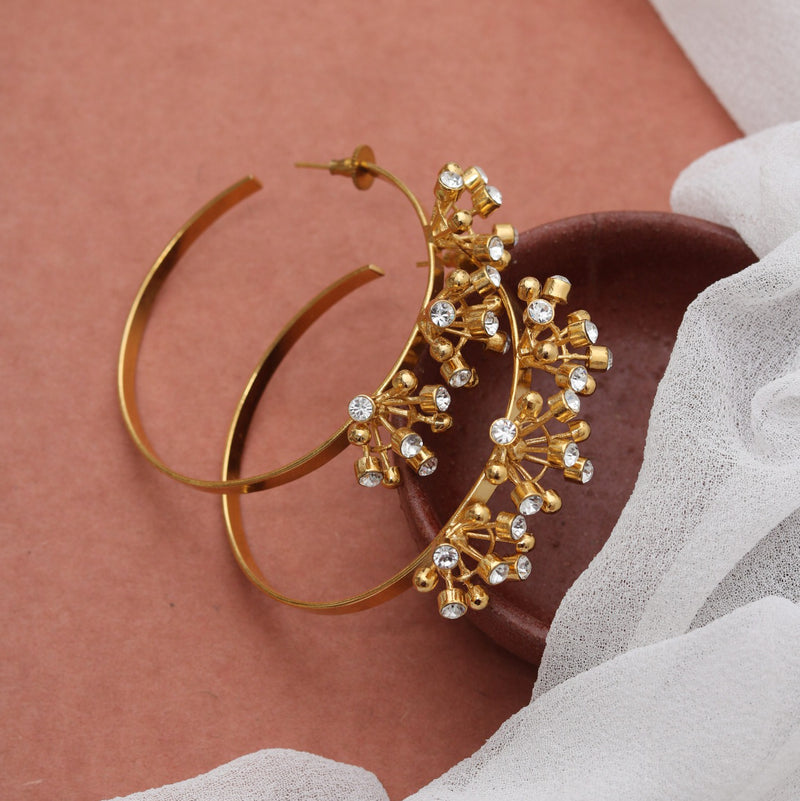 Dewdrop Statement Hoops Earrings - Floral