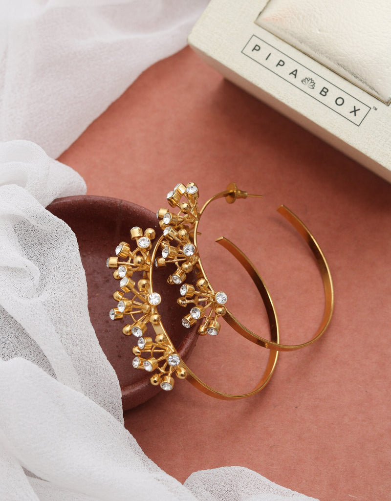 Dewdrop Statement Hoops Earrings - Floral