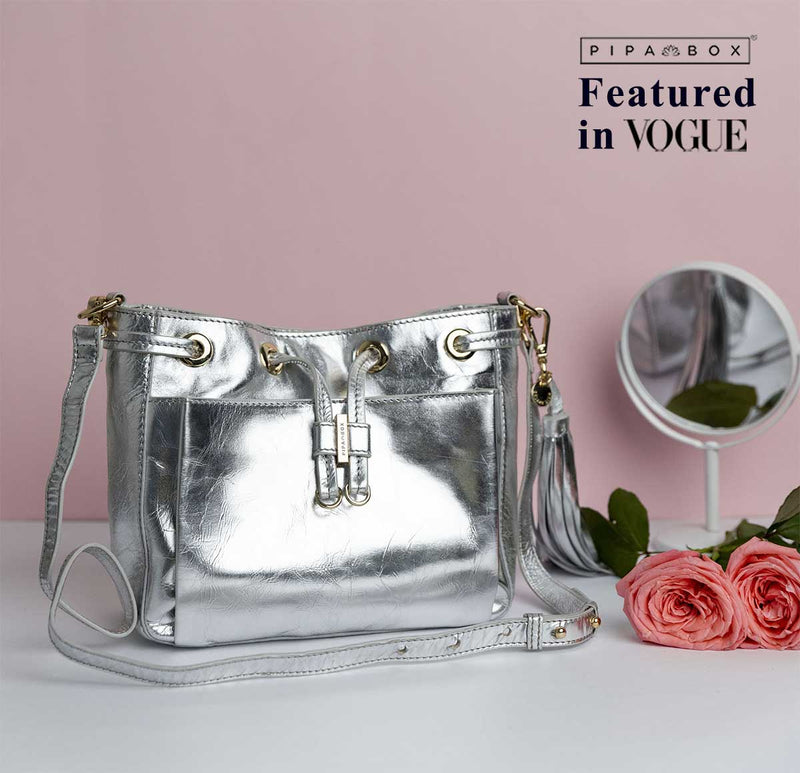 Slate Cabaret - Silver Genuine Leather Sling Bag