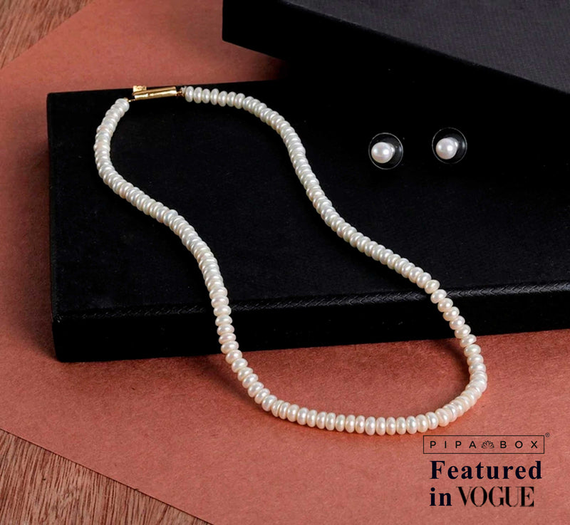 Nancy - 100% Fresh Water Pearl Necklace with Earrings