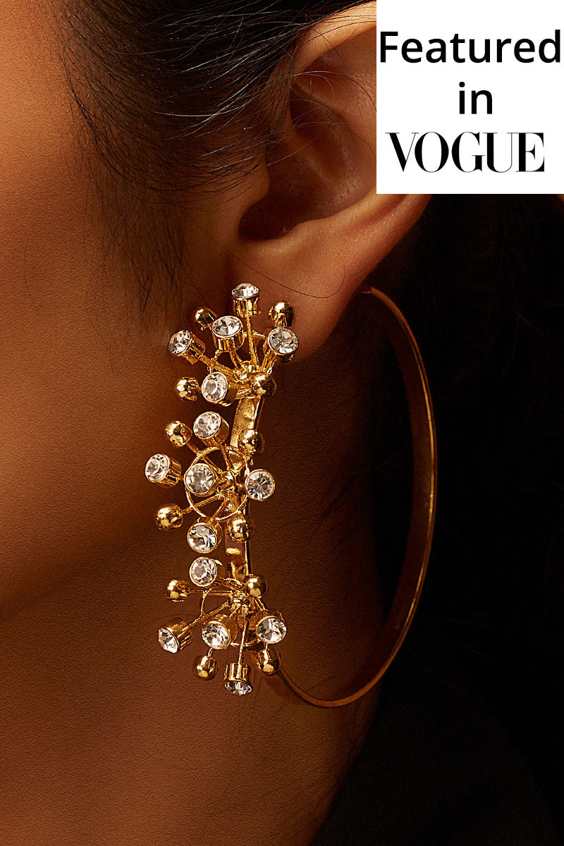 Dewdrop Statement Hoops Earrings - Floral