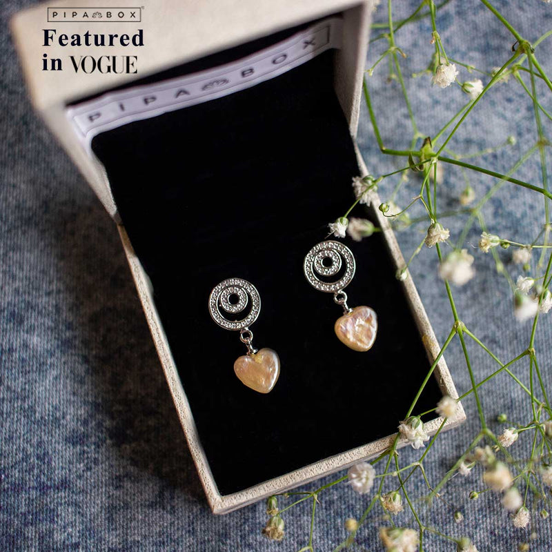 100% Natural Fresh Water Pearl Stud - Heart Shape