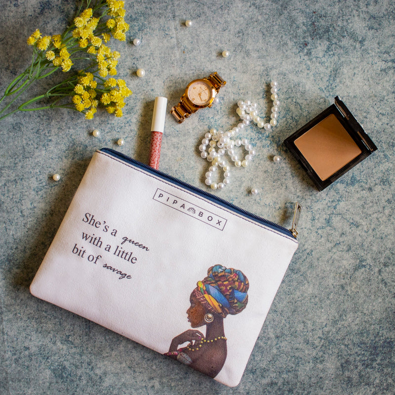 She is a Queen - Printed Multi Purpose Canvas Pouch