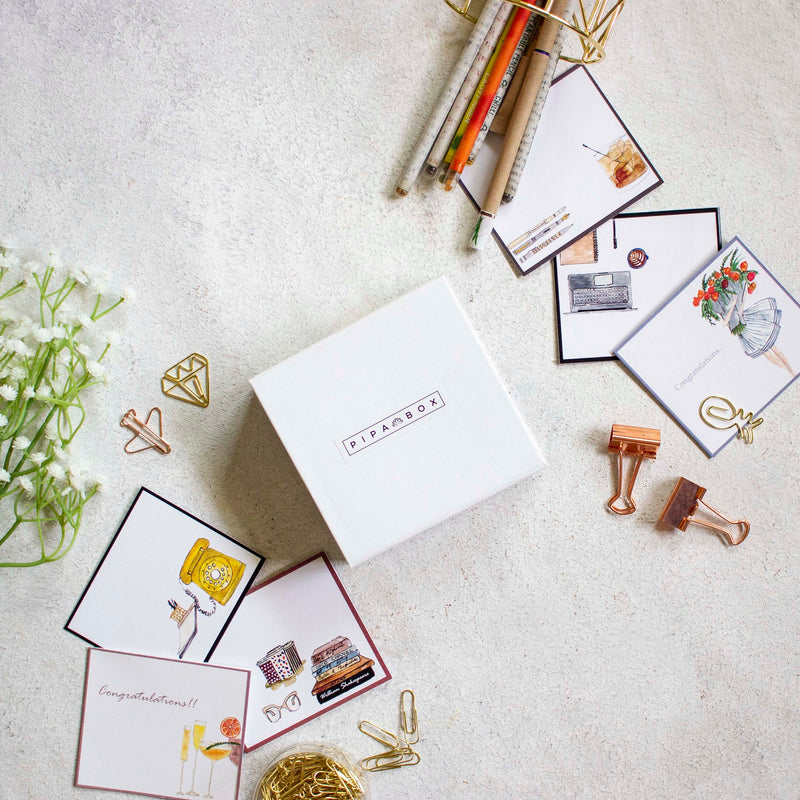 Suzana Stationery Box - 6pcs Hand Painted Notecards