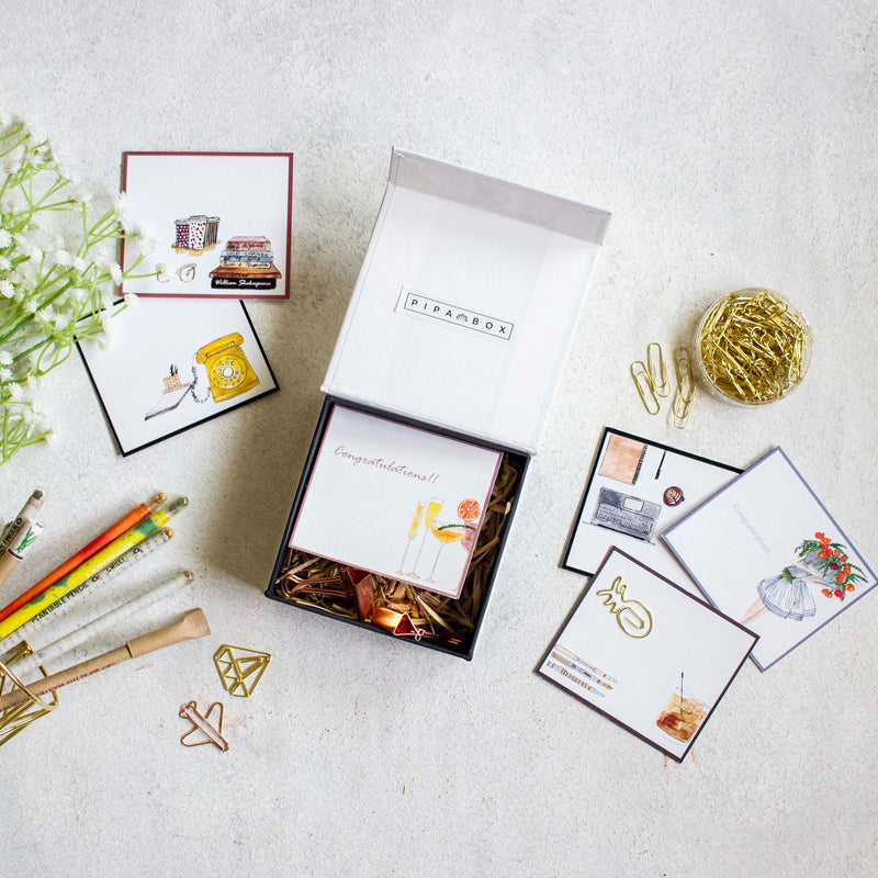 Suzana Stationery Box - 6pcs Hand Painted Notecards