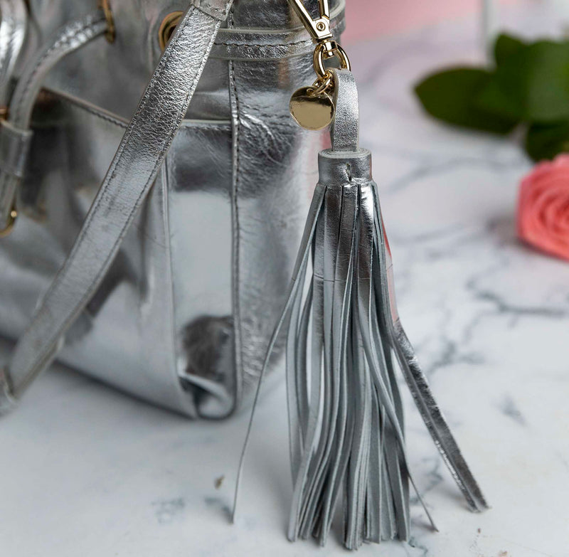 Slate Cabaret - Silver Genuine Leather Sling Bag