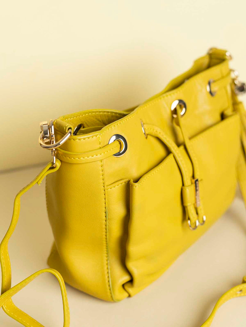 Slate Cabaret - Yellow Genuine Leather Sling Bag