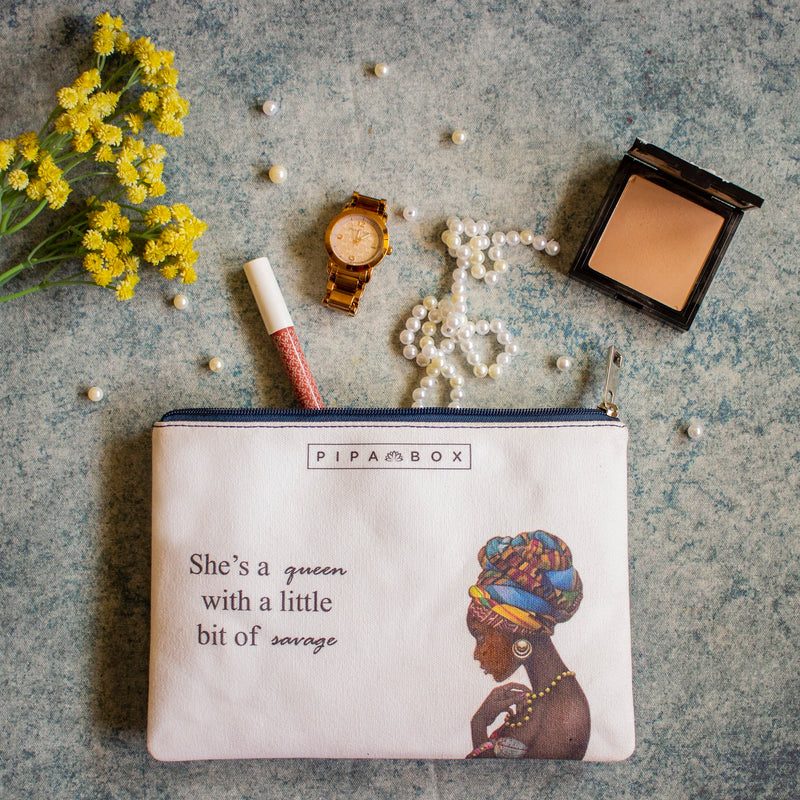 She is a Queen - Printed Multi Purpose Canvas Pouch
