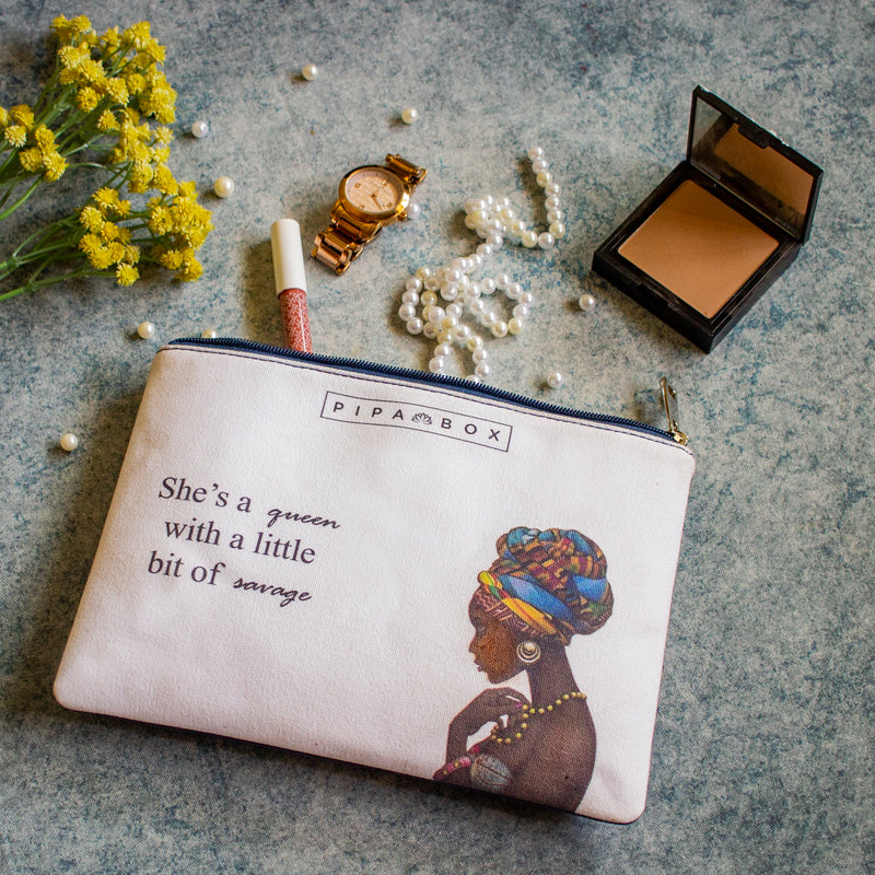 She is a Queen - Printed Multi Purpose Canvas Pouch