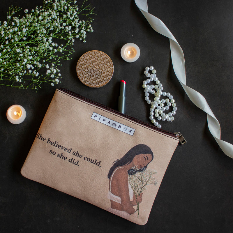 She Belived She Could - Printed Multi Purpose Canvas Pouch