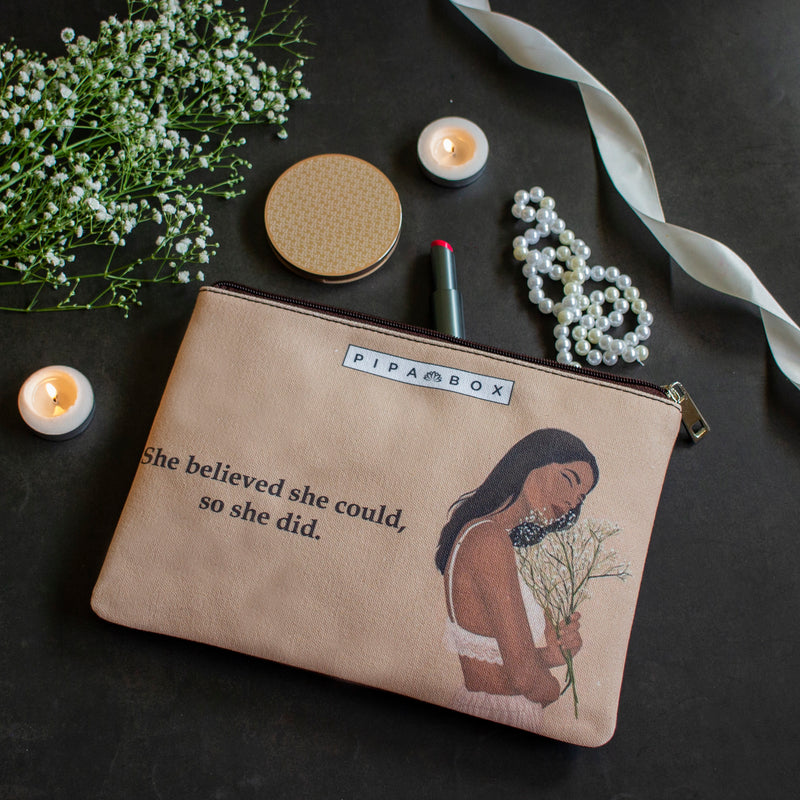 She Belived She Could - Printed Multi Purpose Canvas Pouch